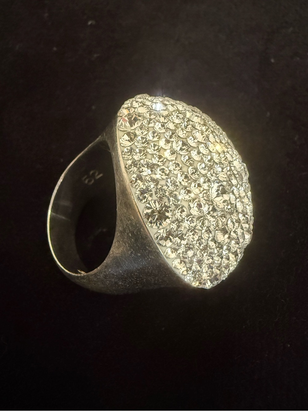 Swarovski Crystal Pavé Dome Ring - Silver Tone